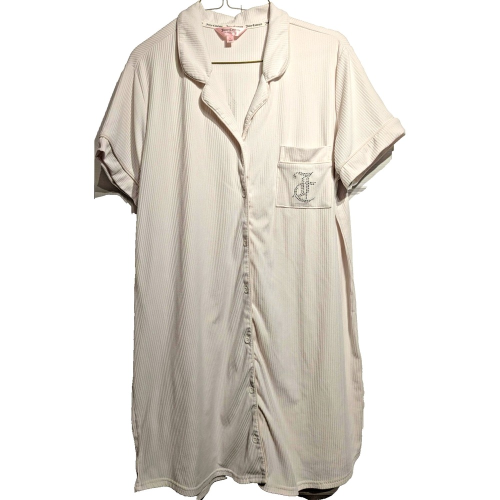 Juicy Couture Sleepwear Shirt Womens L Button Front Short Sleeve Lounge Pajama